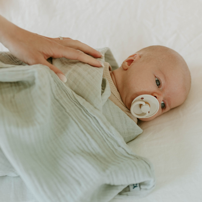 Organic Cotton Muslin Swaddle Blanket - White Sage