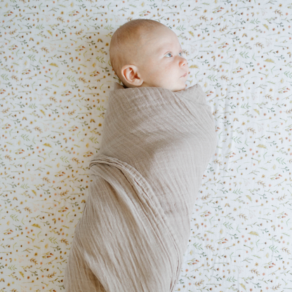 Organic Cotton Muslin Swaddle Blanket - Driftwood