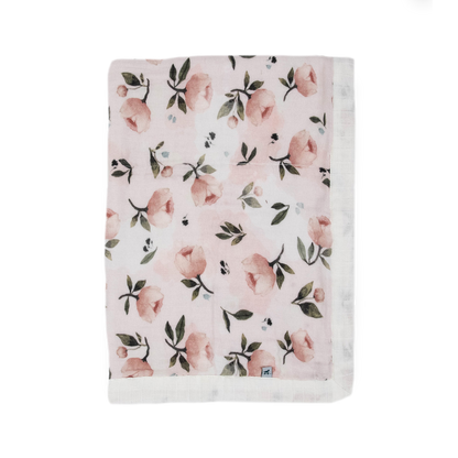 Organic Cotton Muslin Baby Quilt - Watercolor Floret 2