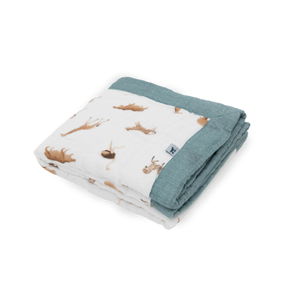 Organic Cotton Muslin Baby Quilt - Animal Crackers