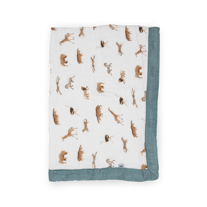 Organic Cotton Muslin Baby Quilt - Animal Crackers