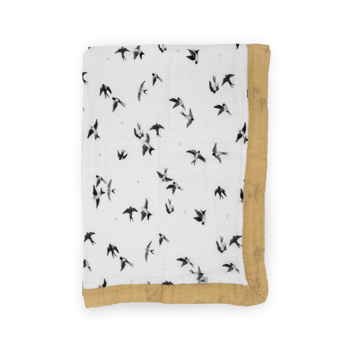 Organic Cotton Muslin Baby Quilt - Swallows