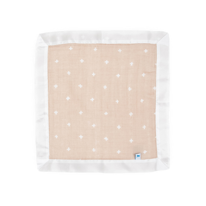 Cotton Muslin Security Blanket 3 Pack - Taupe Cross