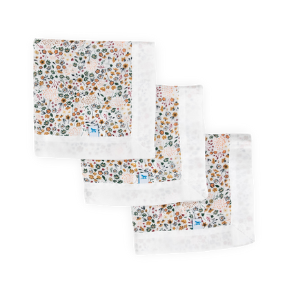 Cotton Muslin Security Blanket 3 Pack - Pressed Petals