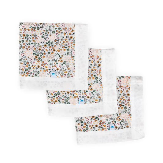 Cotton Muslin Security Blanket 3 Pack - Pressed Petals