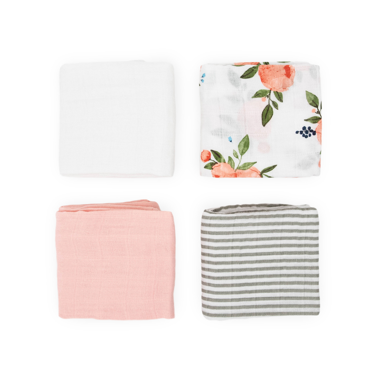 Cotton Muslin Squares 4 Pack - Watercolor Roses