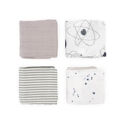 Cotton Muslin Squares 4 Pack - Planetary