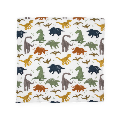 Cotton Muslin Squares 4 Pack - Dino Friends