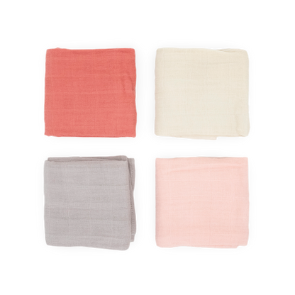 Cotton Muslin Squares 4 Pack - Rose Petal