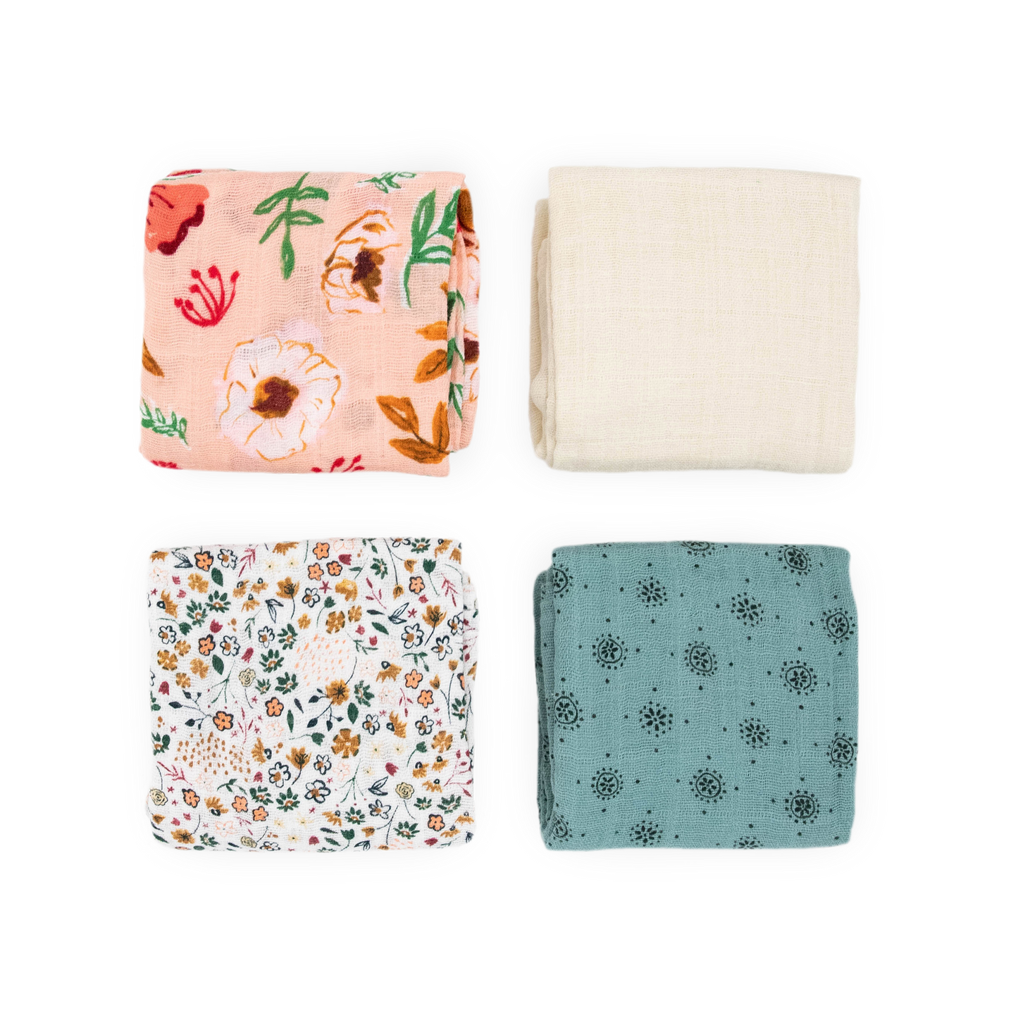 Cotton Muslin Squares 4 Pack - Vintage Floral