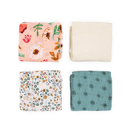 Cotton Muslin Squares 4 Pack - Vintage Floral