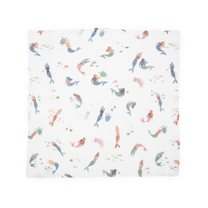 Cotton Muslin Squares 4 Pack - Mermaids