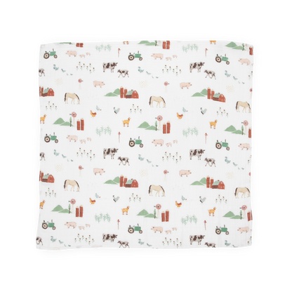 Cotton Muslin Squares 4 Pack - Farmyard