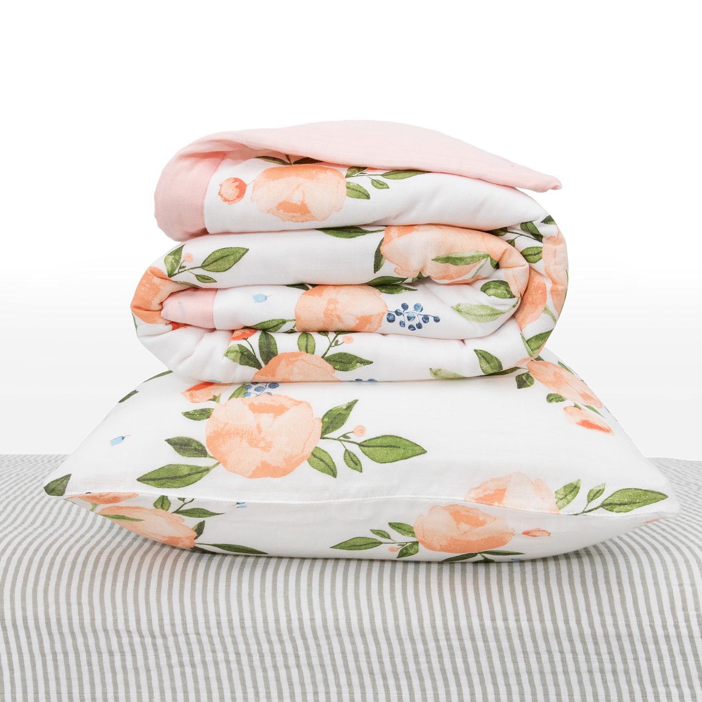 Cotton Muslin Toddler Bedding 3 Piece Set - Watercolor Roses Grande