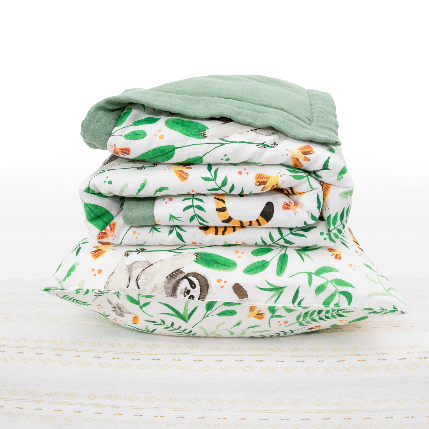 Cotton Muslin Toddler Bedding 3 Piece Set - Mighty Jungle