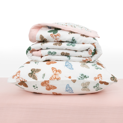 Cotton Muslin Toddler Bedding 3 Piece Set - Butterflies