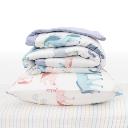 Cotton Muslin Toddler Bedding 3 Piece Set - Unicorns