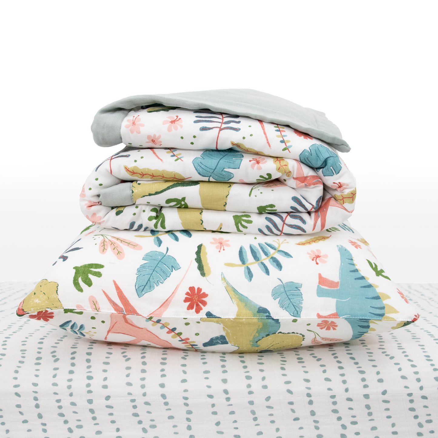 Cotton Muslin Toddler Bedding 3 Piece Set - Boho Dino