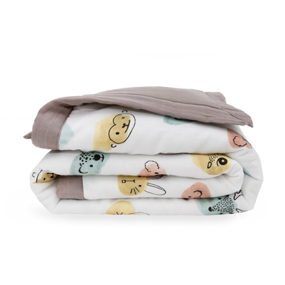 Cotton Muslin Toddler Comforter - Watercolor Critters