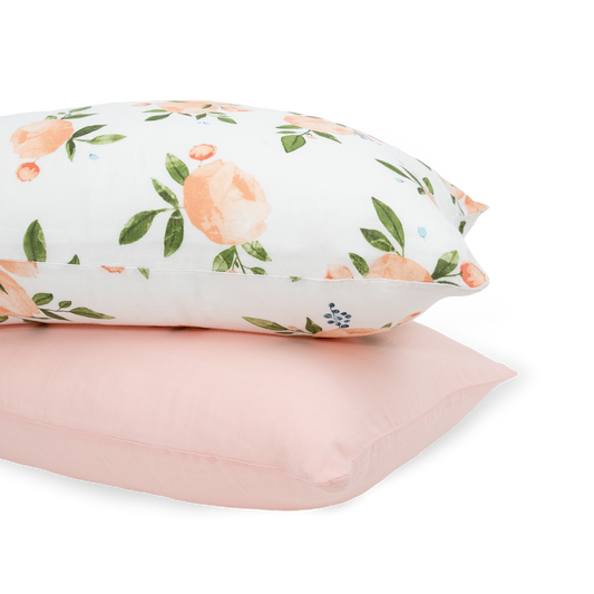 Cotton Muslin Pillowcase 2 Pack - Watercolor Roses Grande