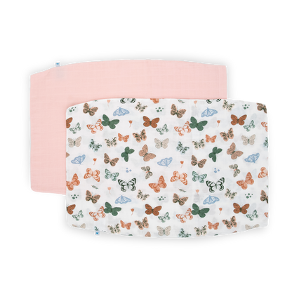 Cotton Muslin Pillowcase 2 Pack - Butterflies