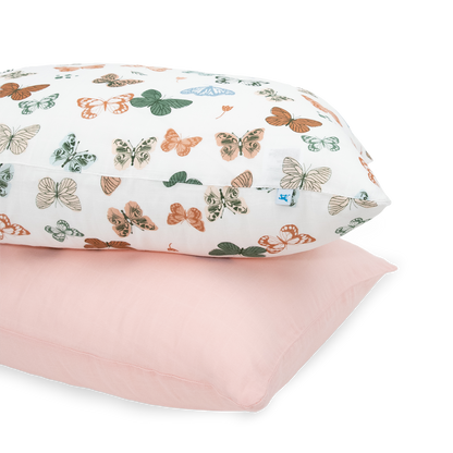 Cotton Muslin Pillowcase 2 Pack - Butterflies