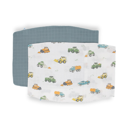 Cotton Muslin Pillowcase 2 Pack - Work Trucks