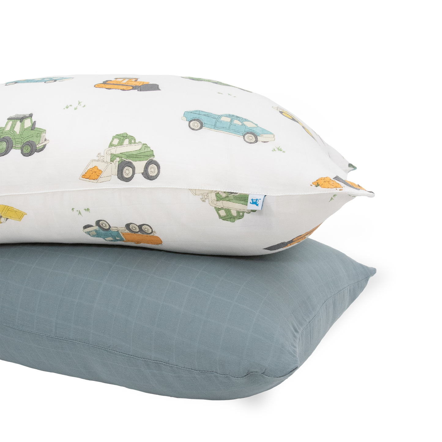 Cotton Muslin Pillowcase 2 Pack - Work Trucks