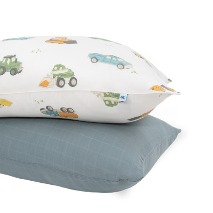 Cotton Muslin Pillowcase 2 Pack - Work Trucks