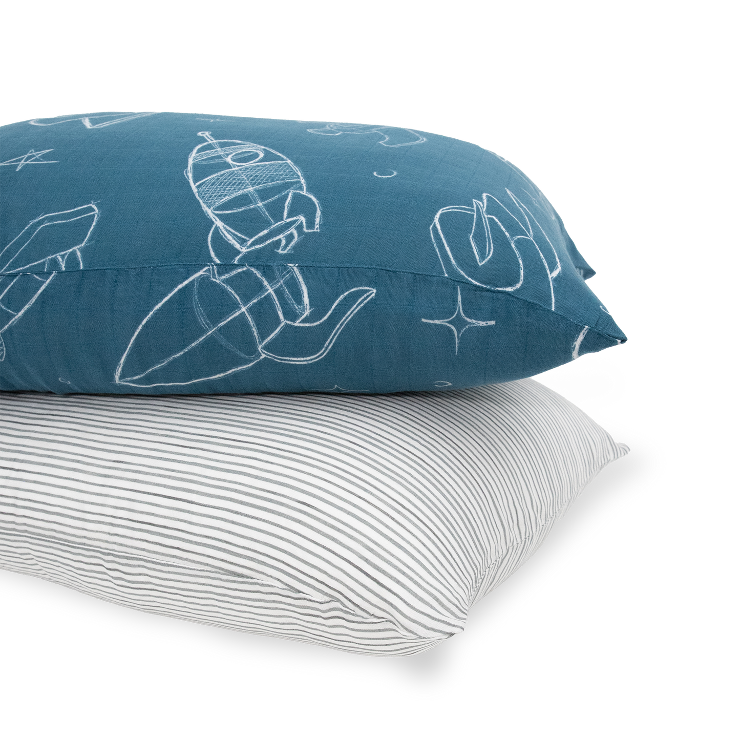 Cotton Muslin Pillowcase 2 Pack - Blast Off