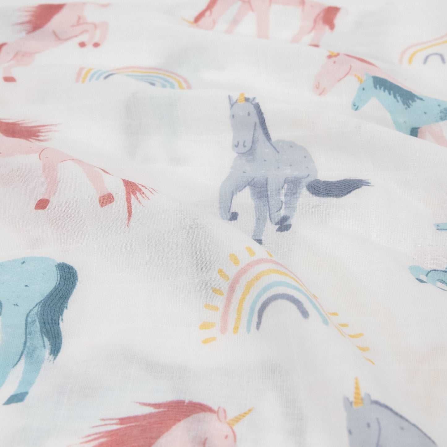 Cotton Muslin Pillowcase 2 Pack - Unicorns