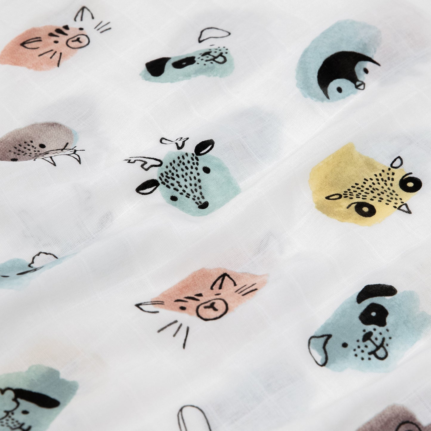 Cotton Muslin Pillowcase 2 Pack - Watercolor Critters