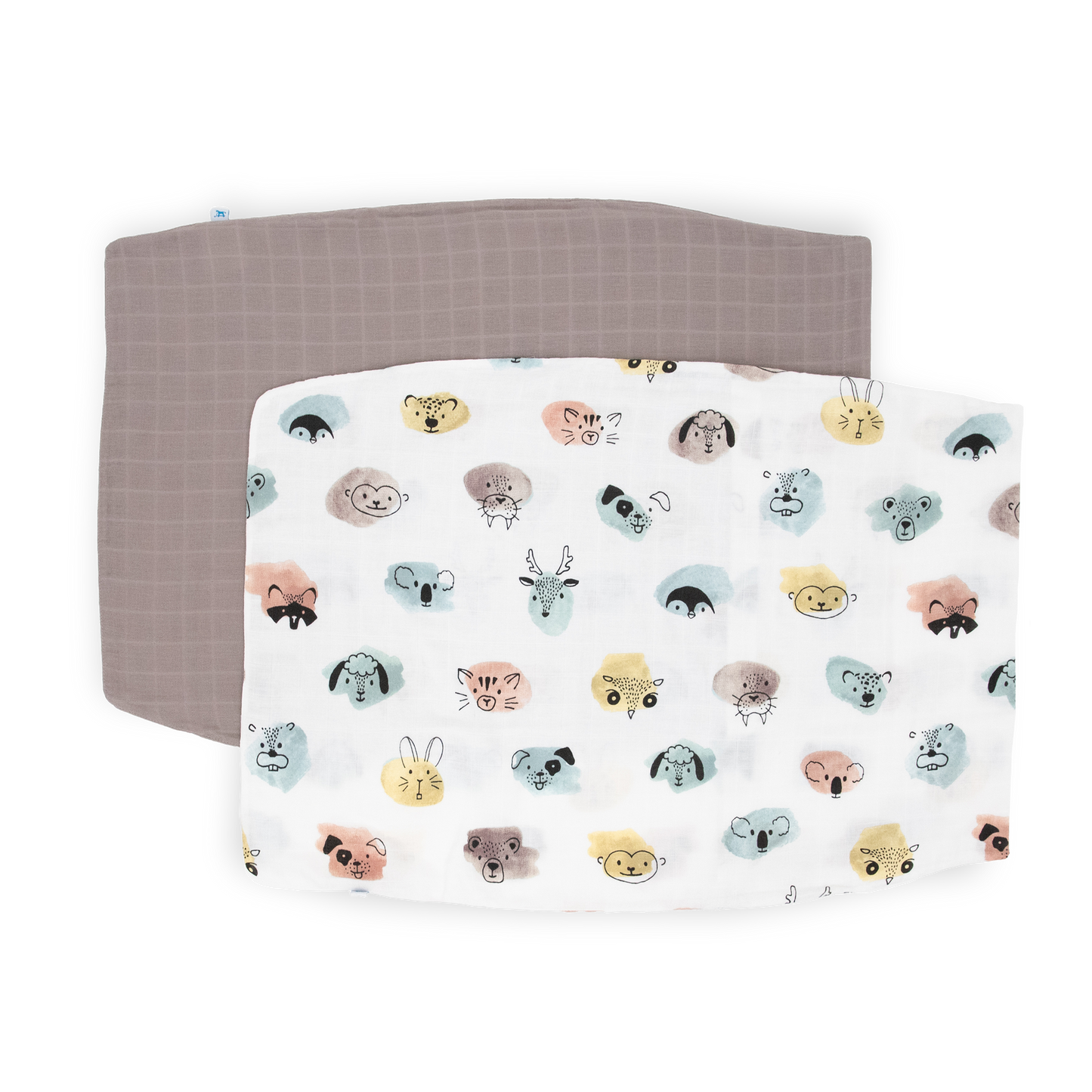 Cotton Muslin Pillowcase 2 Pack - Watercolor Critters