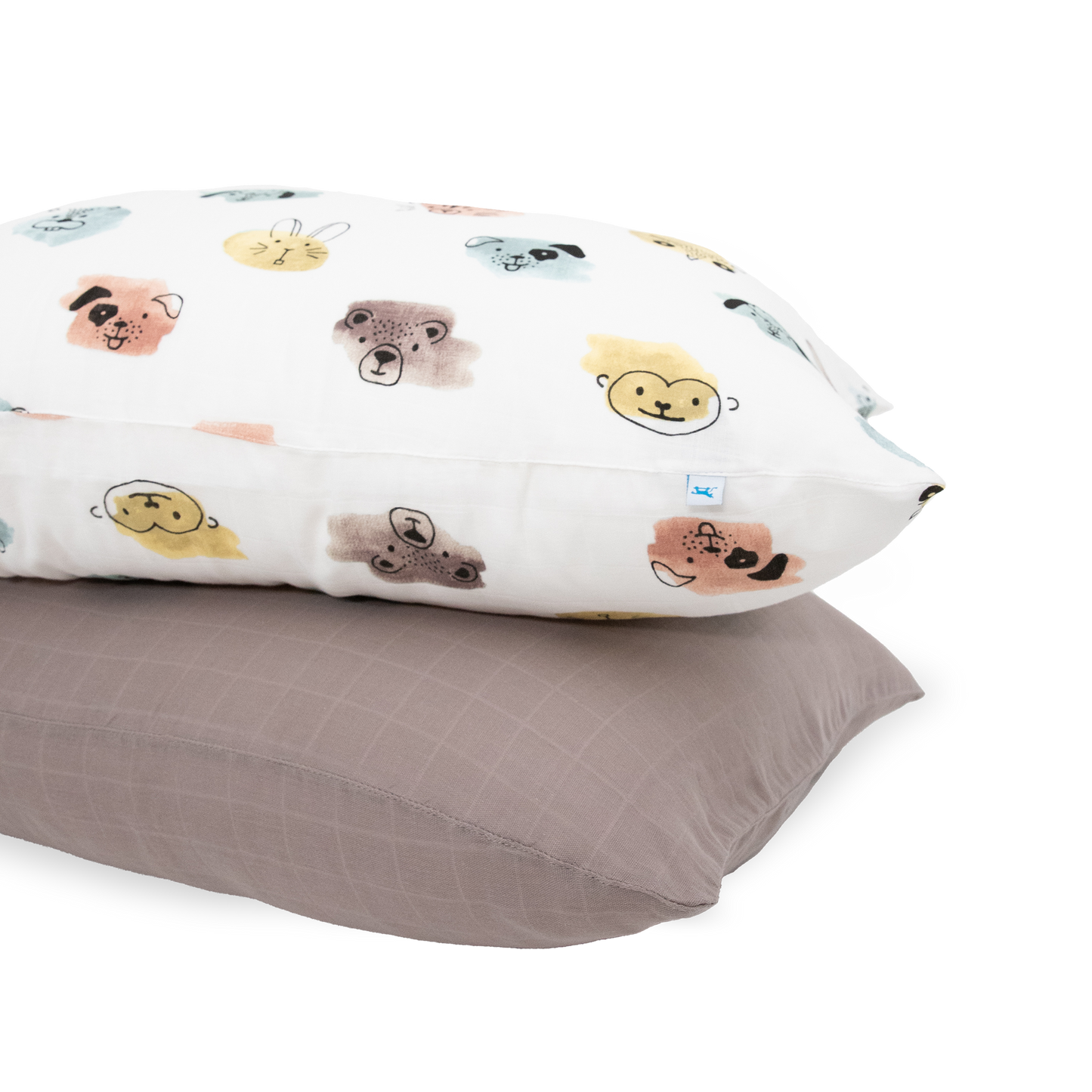 Cotton Muslin Pillowcase 2 Pack - Watercolor Critters