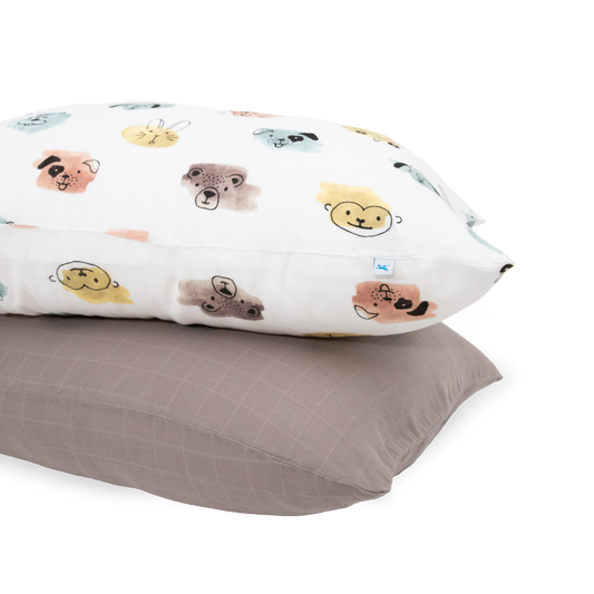 Cotton Muslin Pillowcase 2 Pack - Watercolor Critters