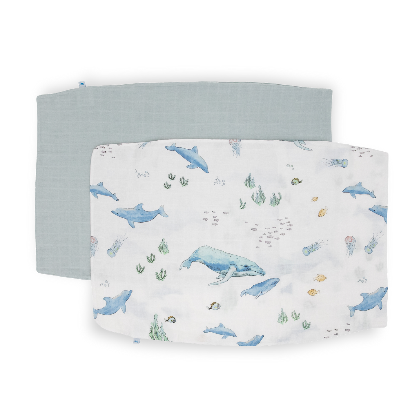 Cotton Muslin Pillowcase 2 Pack - Whales