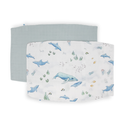 Cotton Muslin Pillowcase 2 Pack - Whales