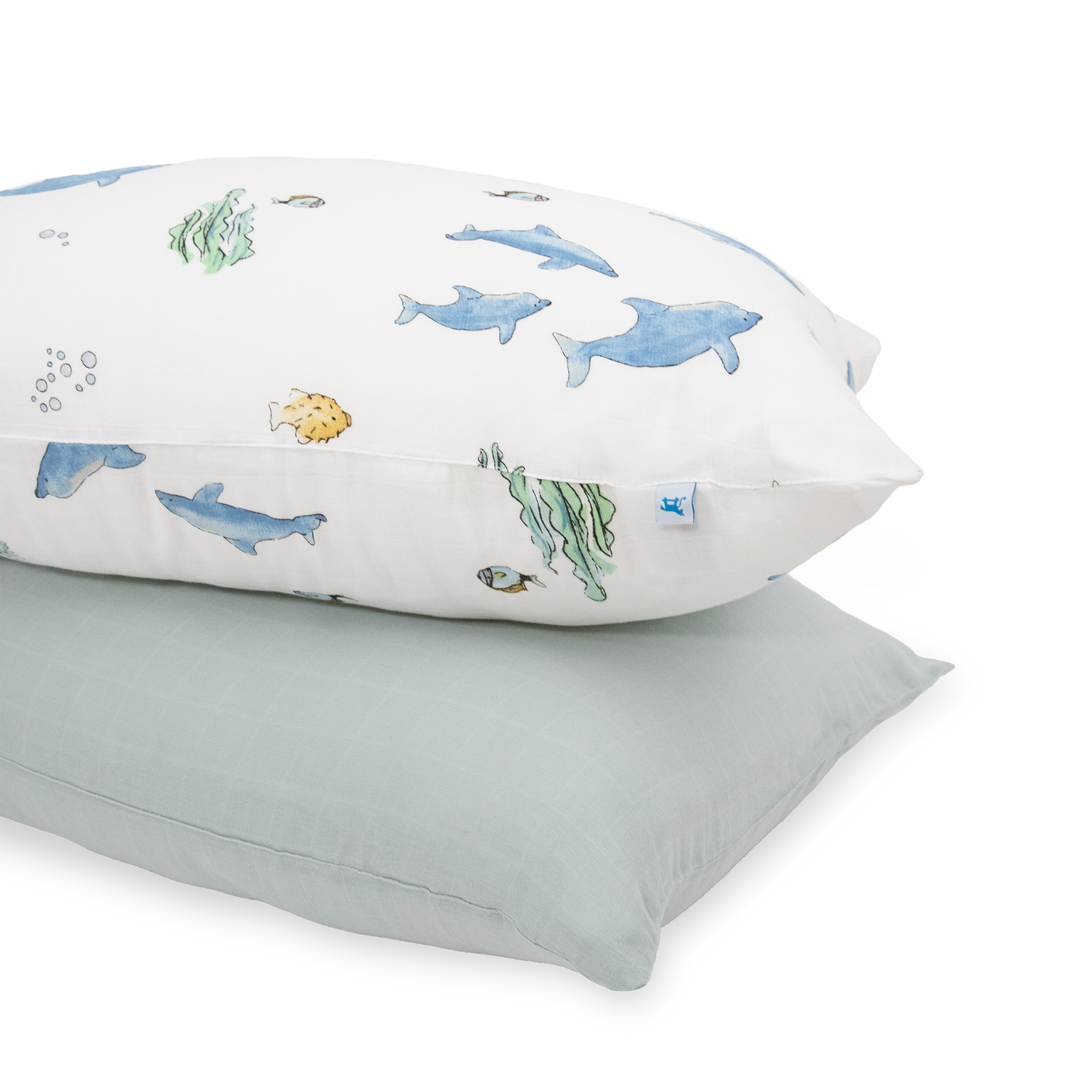 Cotton Muslin Pillowcase 2 Pack - Whales