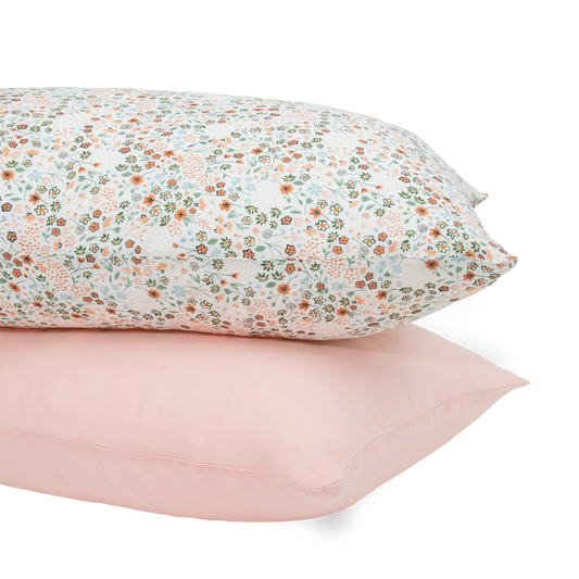 Cotton Muslin Pillowcase 2 Pack - Petal Press