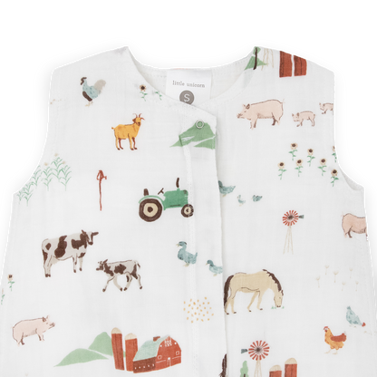 Cotton Muslin Sleep Bag - Farmyard