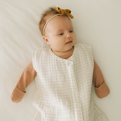 Cotton Muslin Sleep Bag - Tan Gingham