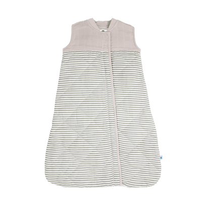 Cotton Muslin Quilted Sleep Bag - Grey Stripe