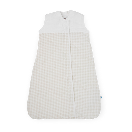 Cotton Muslin Quilted Sleep Bag - Tan Gingham