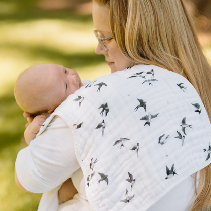 Organic Cotton Muslin Burp Cloth 2 Pack - Swallows + Wheat