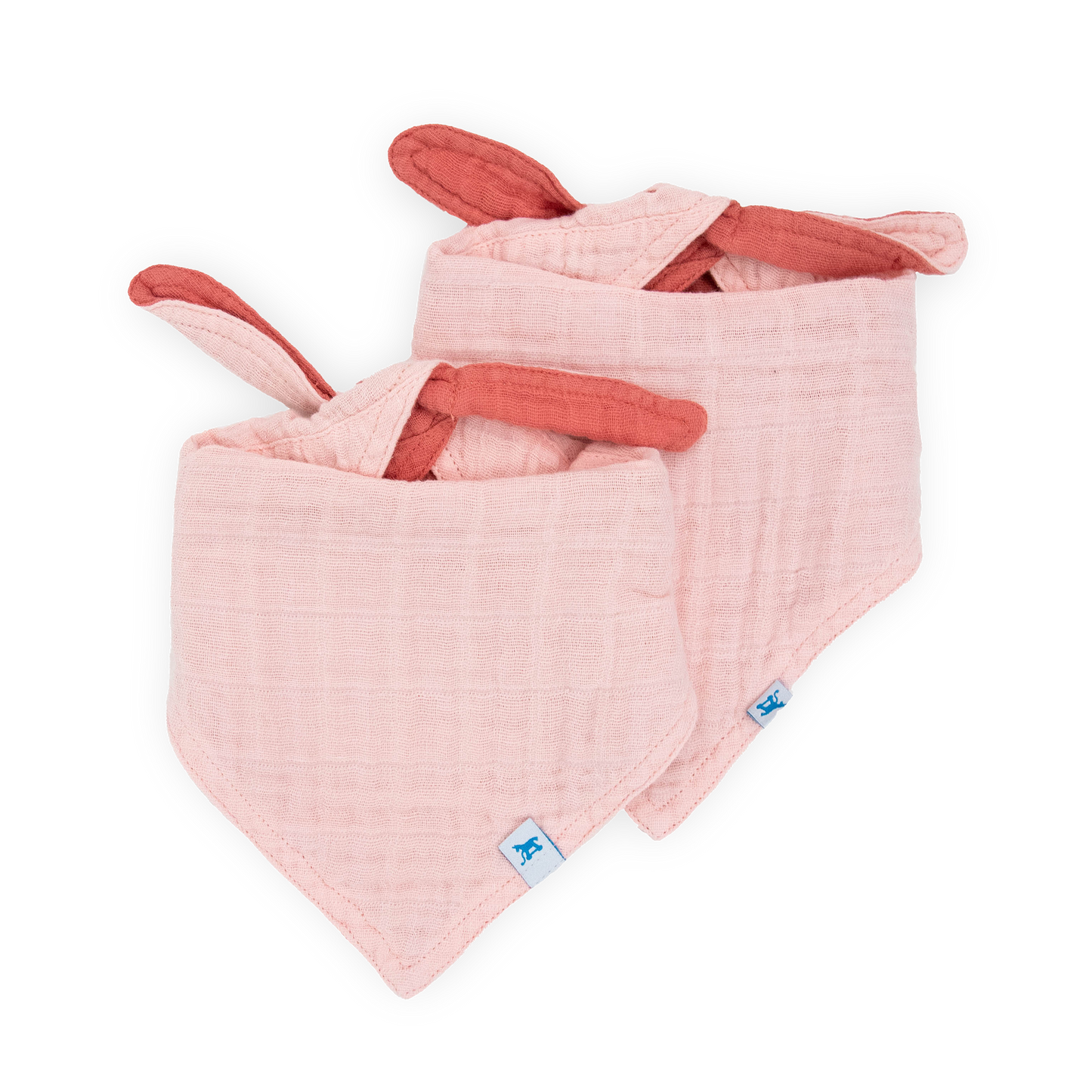 Cotton Muslin Reversible Bandana Bib 2 Pack - Rose Petal