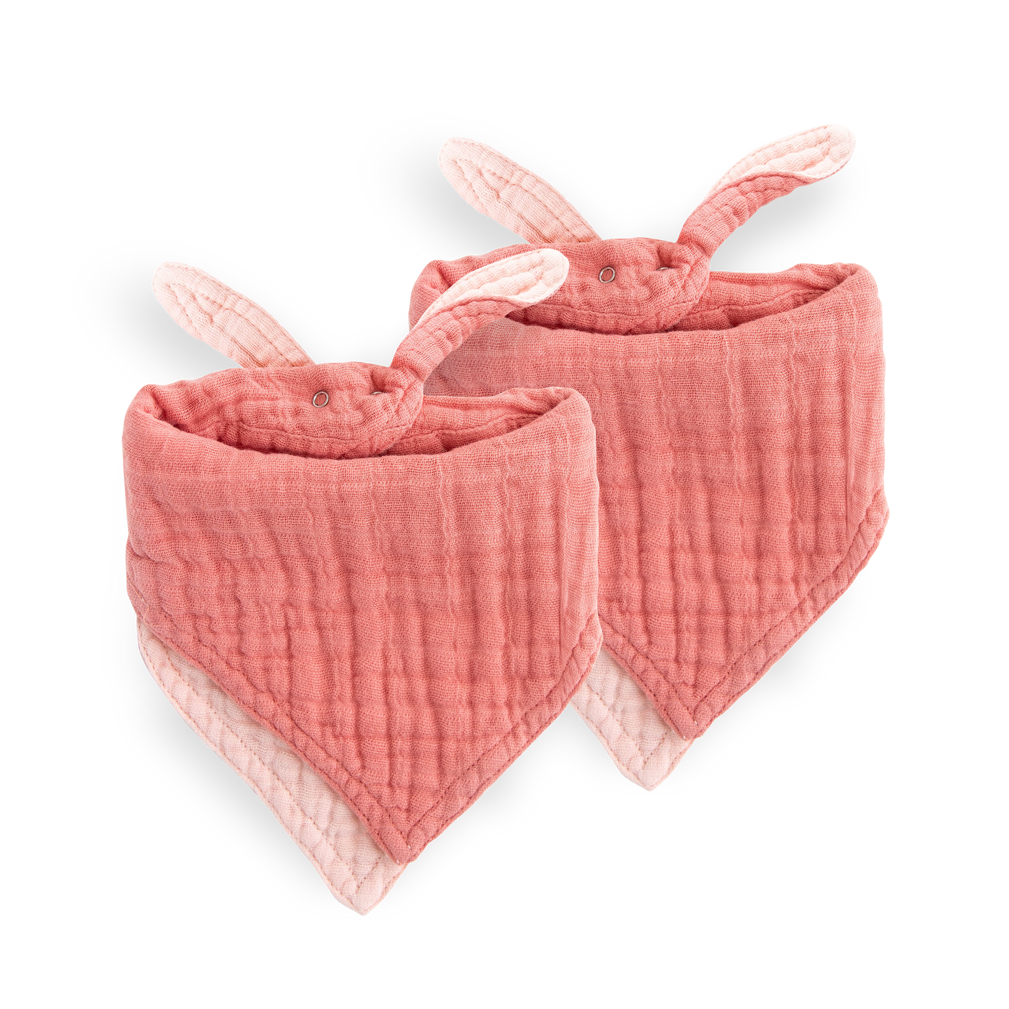 Cotton Muslin Reversible Bandana Bib 2 Pack - Rose Petal