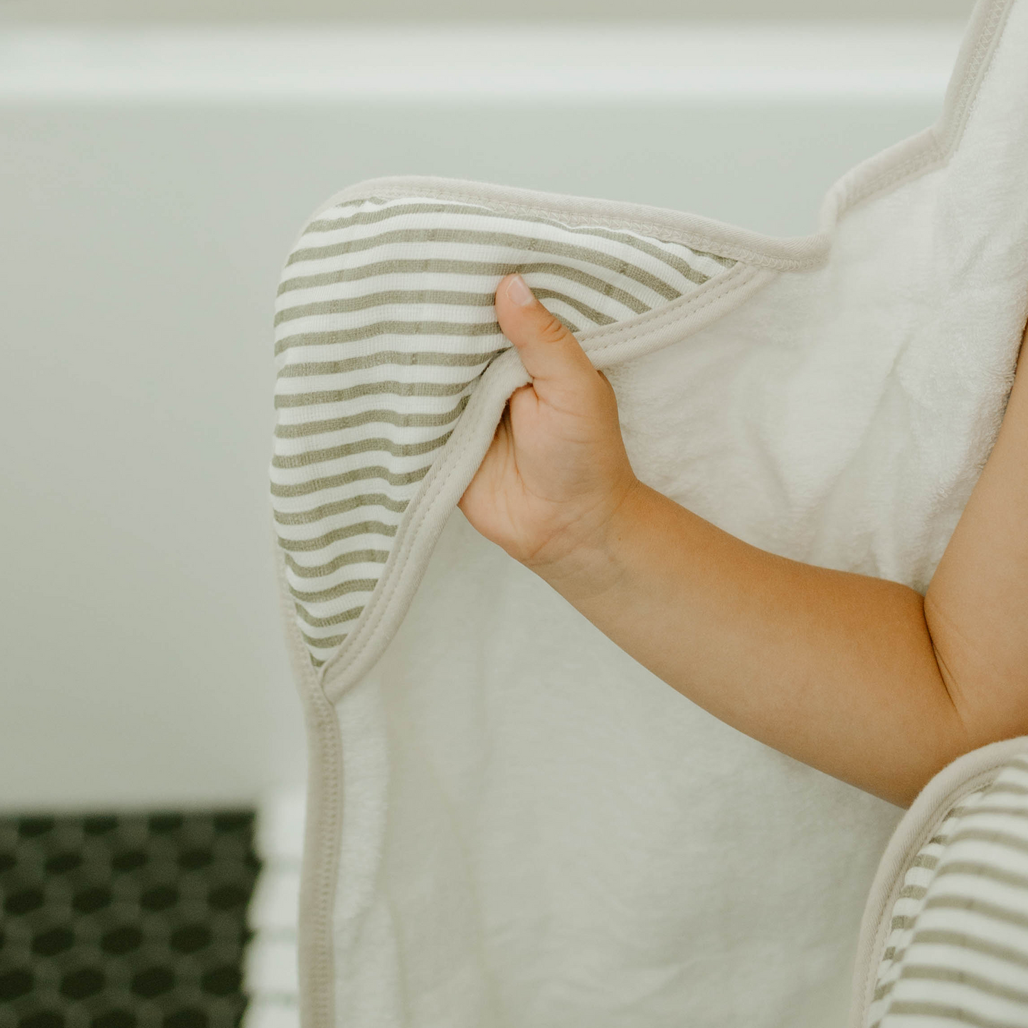 Toddler Hooded Towel - Grey Stripe