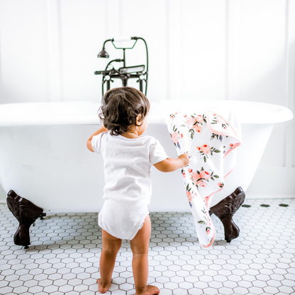 Infant Hooded Towel - Watercolor Roses