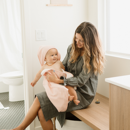 Infant Hooded Towel - Rose Petal