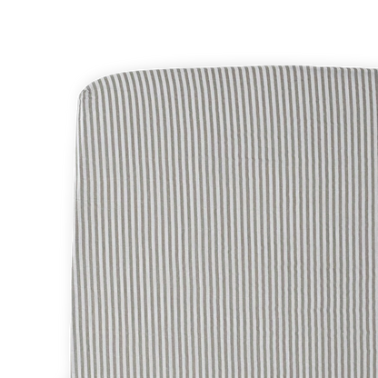 Cotton Muslin Crib Sheet - Grey Stripe